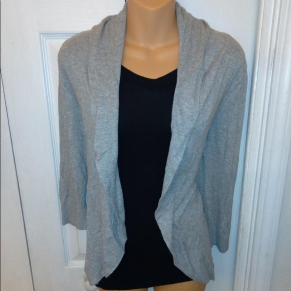 Gray cardigan throw